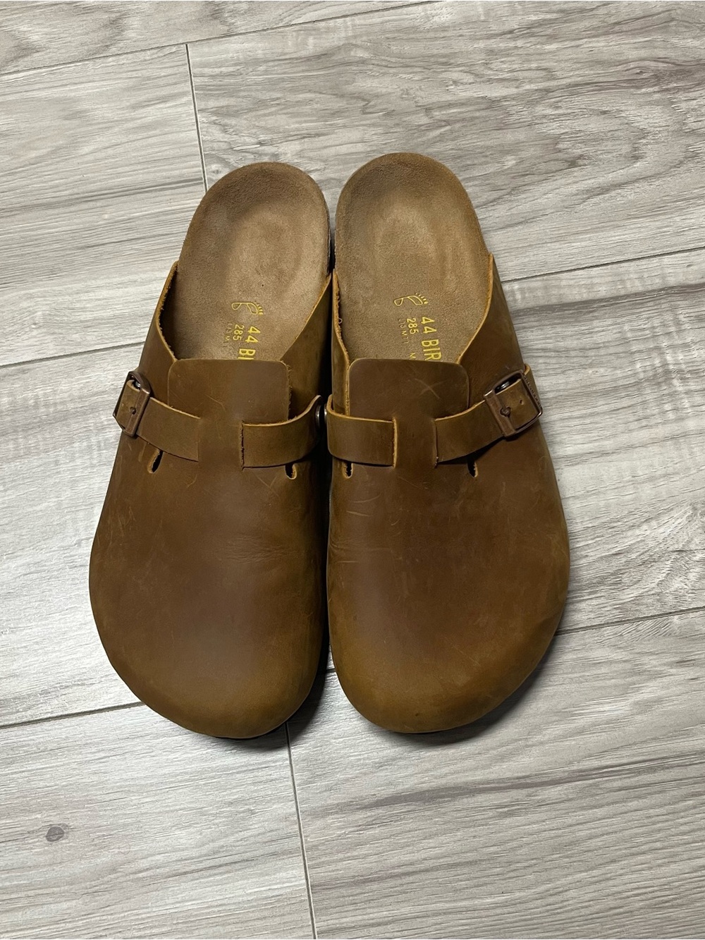 Birkenstock Men's Brown Leather Slip-On Clog with Buckle
